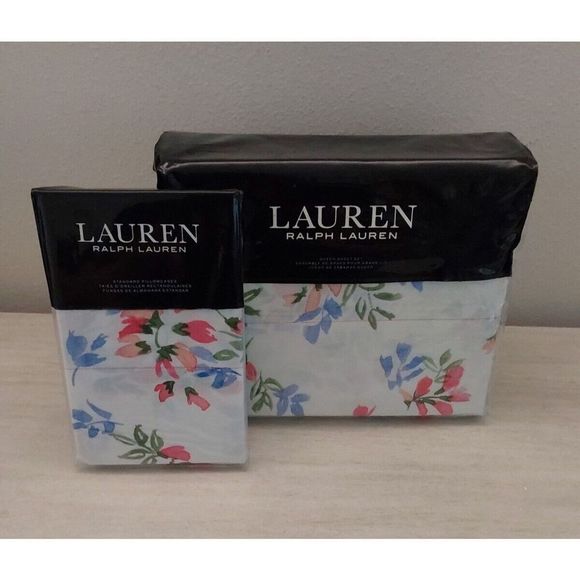 Ralph Lauren MAGGIE FLORAL White Queen Sheet Set w/Xtra Two Standard Pillowcases - Picture 2 of 13